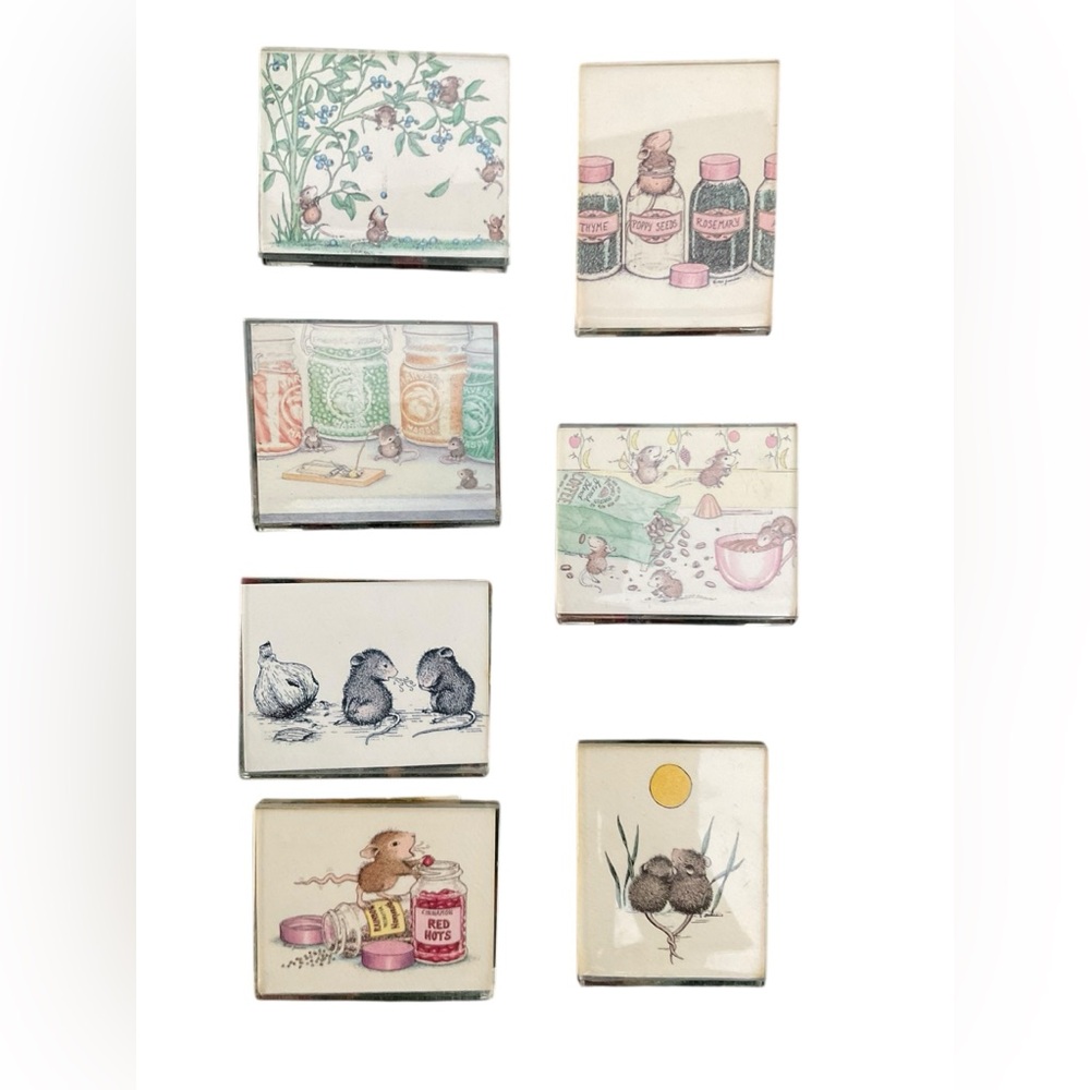 HOUSE MOUSE DESIGNS by Ellen Jareckie Mouse Illustration Fridge Magnets (7) 1992